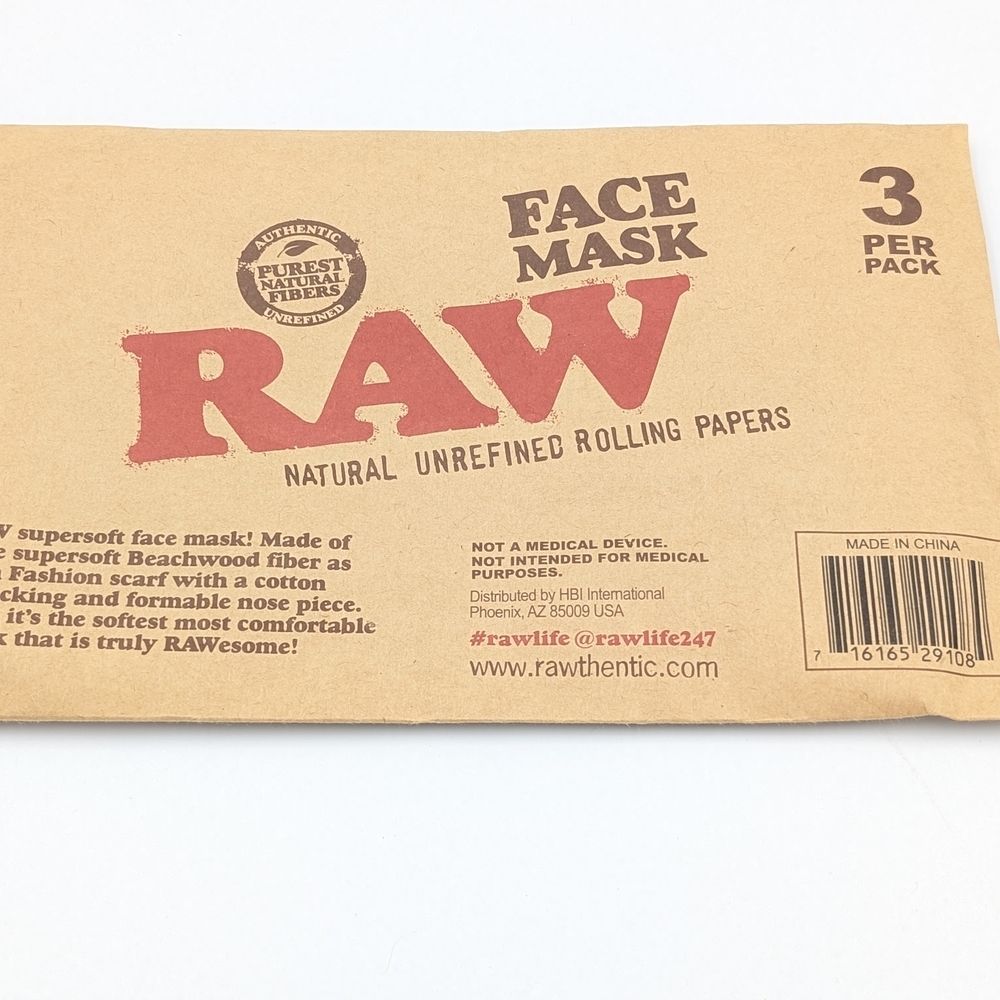 RAW Natural Unrefined Rolling Papers Face Mask - Brown